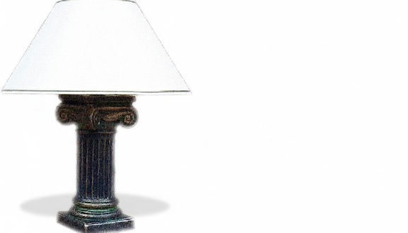 Antique roman column design table lamp made of stucco/acrylic material, 38,5 high
