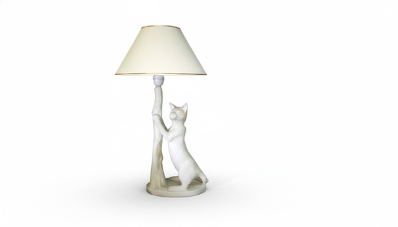 Design cat figure decorative table lamp made of stucco/acrylic material, 68cm high