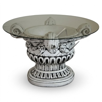 Round glass decorative antique style coffee table in a guest room 45cm