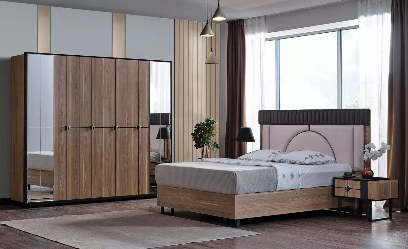 Luxury bedroom set 4 pcs bed 2x nightstands closet