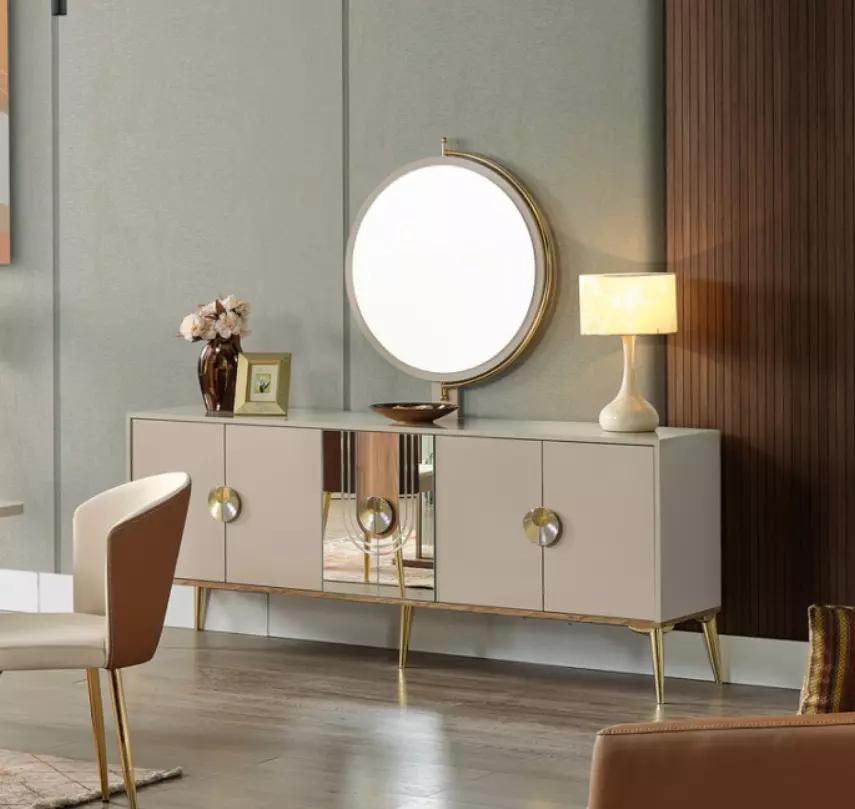 Sideboard cabinet brown high gloss furniture wood luxury chest of drawers