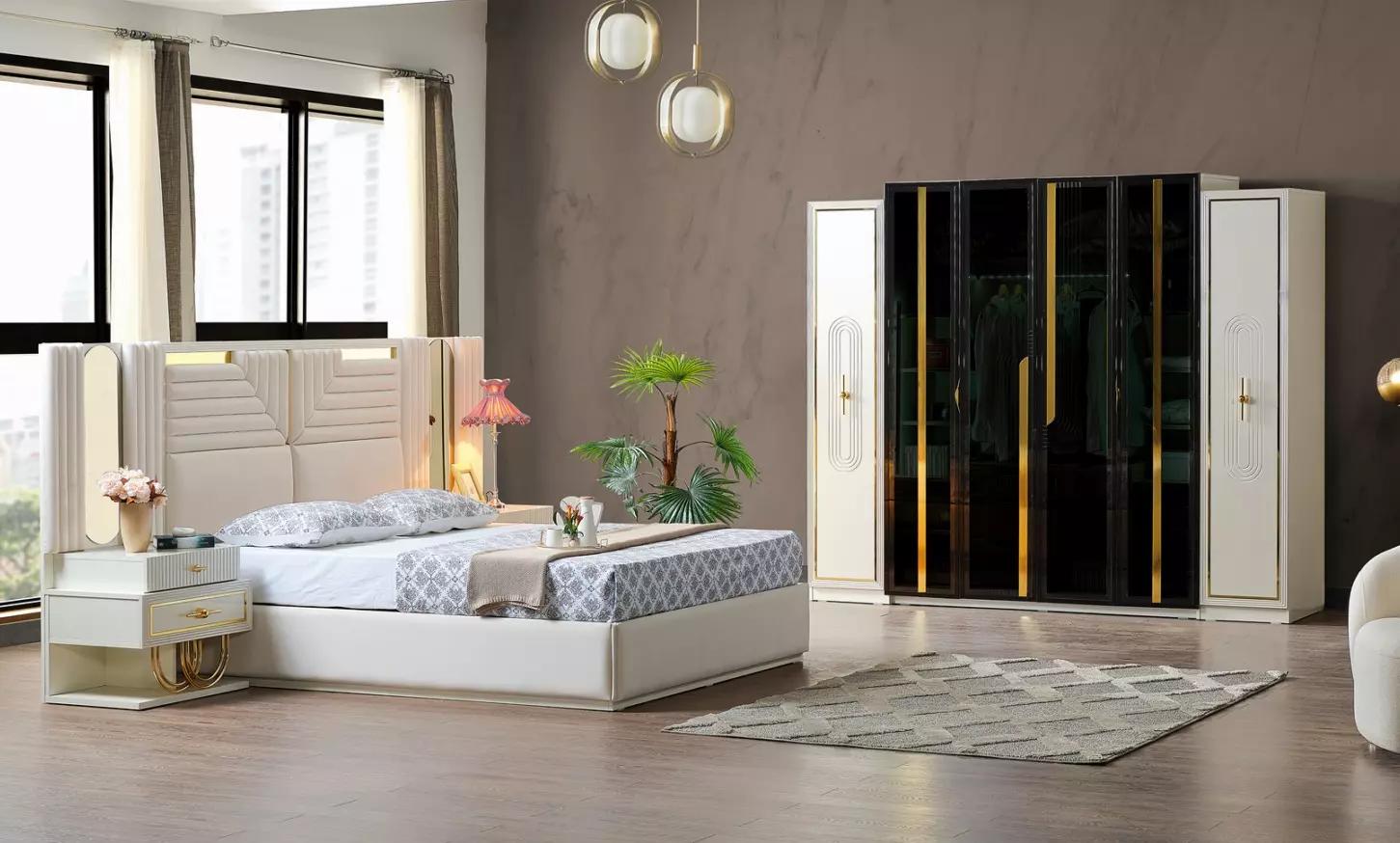 Modern bedroom set bed + 2x nightstands+dresser 4 pcs.