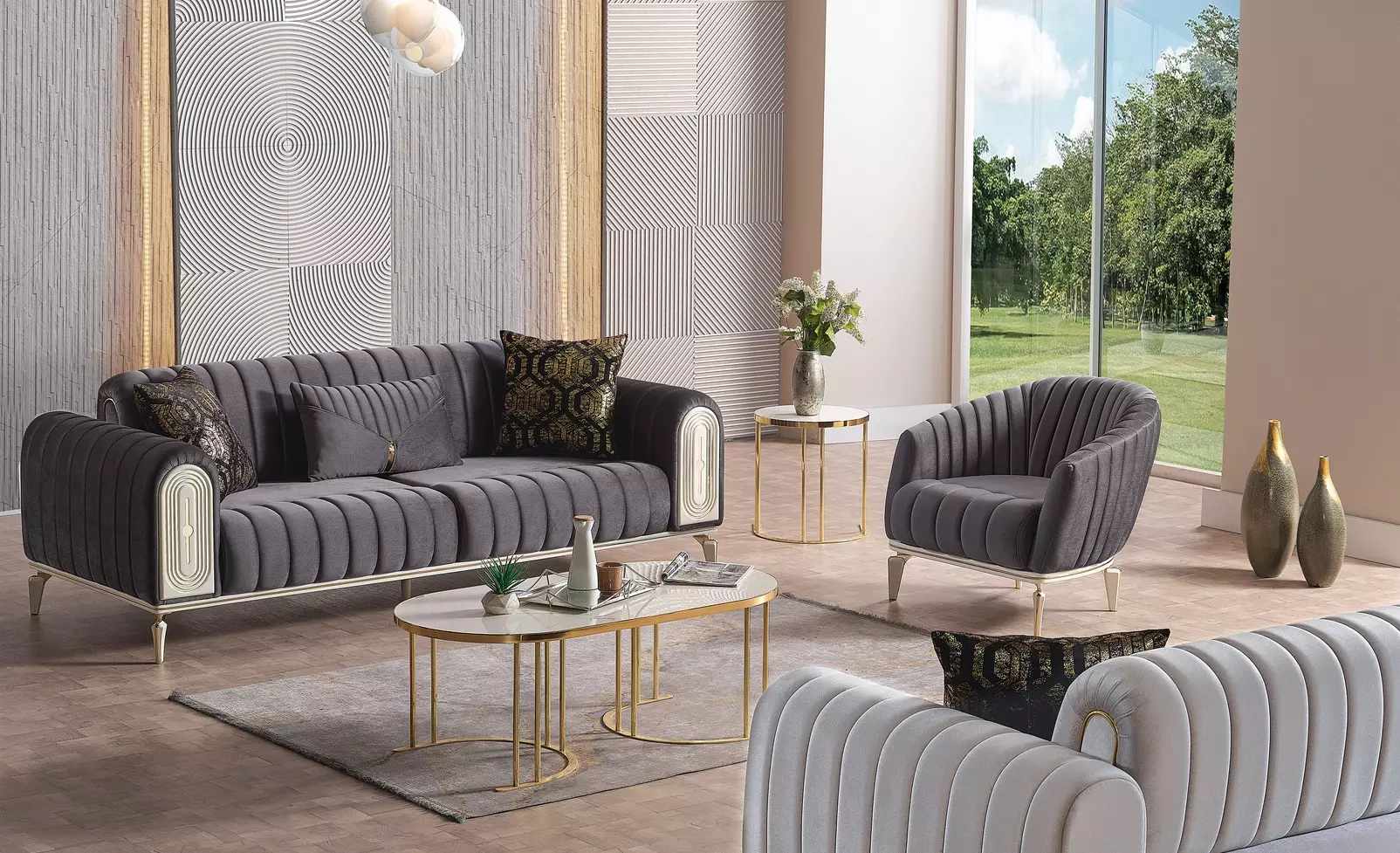 Sofa Set 3+1 Seater Armchair Set Modern Relax Armchair Furniture Gray