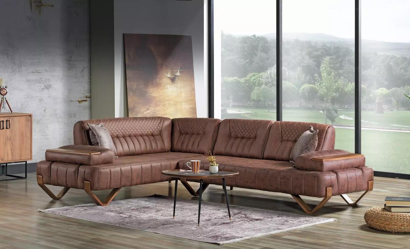 Corner Sofa Living Room Landscape Color Brown L Shape Sofa Living Room