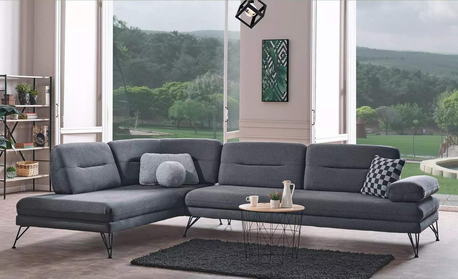 Corner Sofa L Shape Textile Corner Sofa Upholstery Premium Couch L Shape