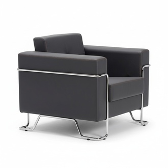 Armchair 1-Seater Fabric Couch Design Couch Leather Upholstery Textile Modern Black