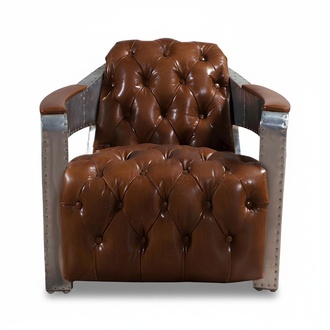 Armchair Aviator Chesterfield Shabby Vintage Chair Leather Club Lounge Design Chair