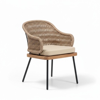 Beige armchair design couch sofa relaxing rattan lounge seat luxury modern seating