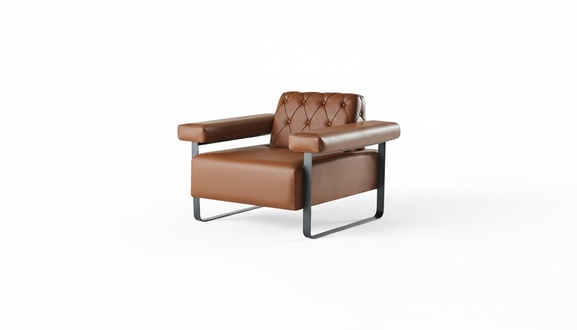 Chair Brown 1-Seater Chesterfield Design Modern Original Versatile