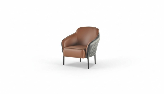 Brown Black Armchair Modern Leather Highback 1-Seater Soft