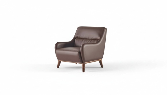 Chair Brown Classic Armchair Seating Furniture 1-Seater Leather Wood Soft