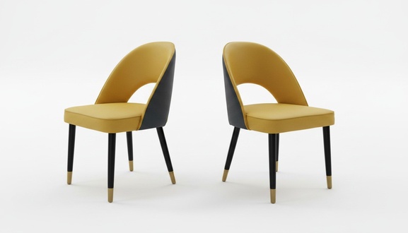 Armchair Chair 1x Dining room TV seat Contemporary upholstered chair Yellow recliner