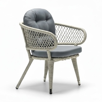Chesterfield Gray Armchair Rattan Luxurious Modern Terrace Stylish Furniture