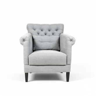 Armchair Club Lounge Designer Chair Upholstery Sofa 1 Seater Relax TV Grey Wooden New