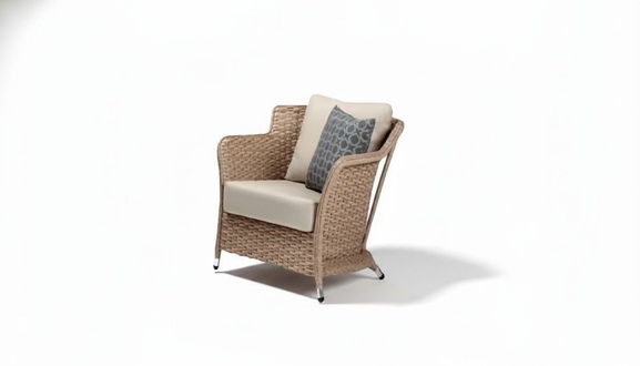 Chair Design Couch Sofa Relax Beige Rattan Lounge Club Upholstered Seat Luxury