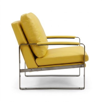 Armchair Design Couch Sofa Relax Yellow Leather Lounge Club Upholstery 1 Seater Luxury New