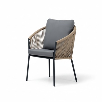 Armchair Design Terrace Cushion Wood Cushion Modern Luxury Gray High Quality Rattan