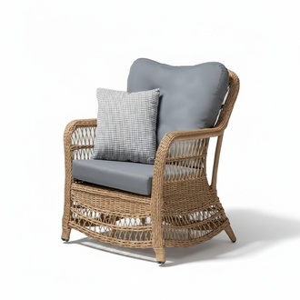 Armchair Grey Design Couch Sofa Relax High Quality Rattan Upholstered Seat Luxury