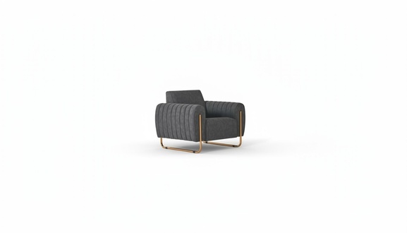 Gray Armchair Solid Color Office Modern Design Style Textile Material