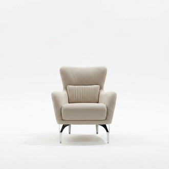 Armchair Living Room Upholstered Armchair Single Seat Fabric Beige Seat Modern Furniture