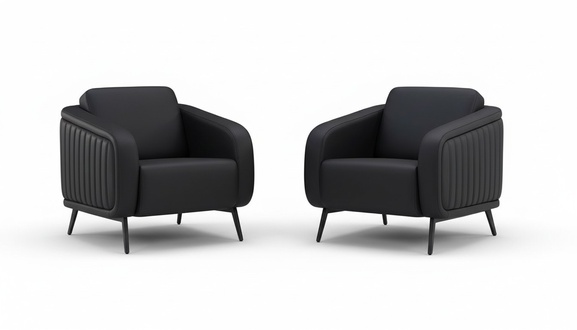 Armchair Luxury Sofa Set Leather Sofa 2x Armchairs Elegant Design Furniture Couches