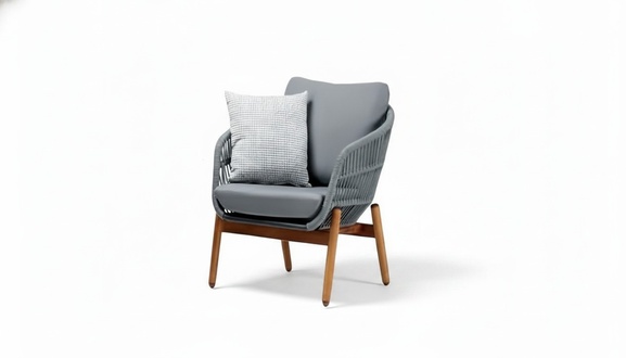 Modern Beige Armchair Couch Relax High-Quality Rattan Lounge Upholstered Seat Luxury