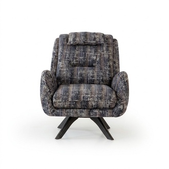 Armchair Modern Gray Living Room Seating Furniture Textile Luxury Design Furniture Lounge Club