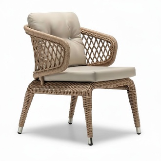 Beige Rattan Armchair Luxurious Modern Terrace High-Quality Stylish Furniture