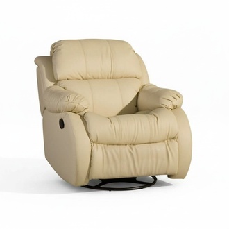 Armchair Real Swivel Beige Seat TV Lounge Club Single Armchair Furniture Upholstery New