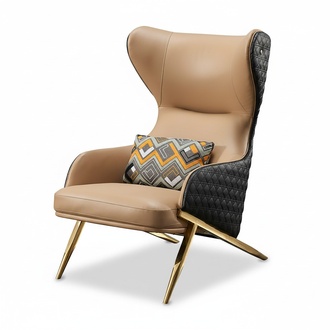 Armchair Relax Leather Lounge Club Upholstery Design Couch Sofa Seater Luxury Beige