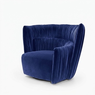 Armchair Single seater Italian style Upholstery Wood Textile Prianera Luxury Blue
