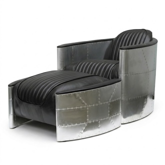 Armchair stool vintage leather luxury real leather retro armchair design club chair new