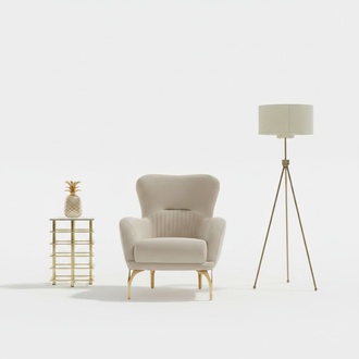 Armchair Upholstered Armchair Living Room Single Seater Fabric Beige Seat Luxury