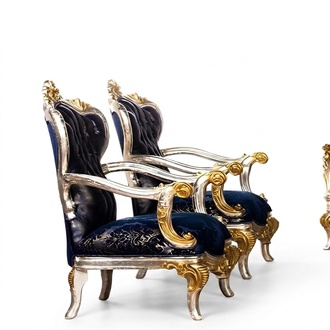 Armchair Wing Chair Design Upholstery Sofa Couch Baroque Seat Style 1 Seater Textile