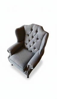 Armchair Wing Chair Fabric Grey Living Room Polyester 1 Seater Modern