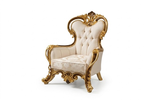 Armchair Wing Chair Luxury Fabric Seat Seater Design Upholstery Baroque Textile Baroque