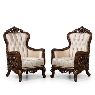 Armchair Wing Chair Luxury Fabric Seat Design Upholstery Baroque Textile Single Seater New