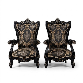 Armchair Wing Chair Luxury Fabric Seat Seater Design Upholstery Baroque Textile Furniture