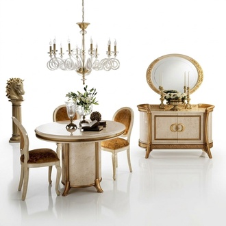 Classic antique style luxury XXL wooden sideboard with a mirror and swing doors