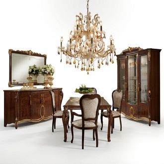 Dining room set of wooden table & 8x chairs in art nouveau italian furniture arredoclassic™