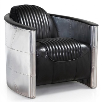 Aviator sofa armchair couch club vintage aluminum airplane retro genuine leather lounge