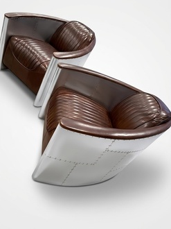 Aviator sofa armchair couch club lounge plane retro genuine leather vintage aluminum