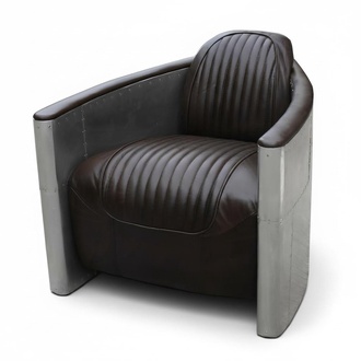 Aviator sofa armchair couch club lounge aluminum plane retro genuine leather vintage