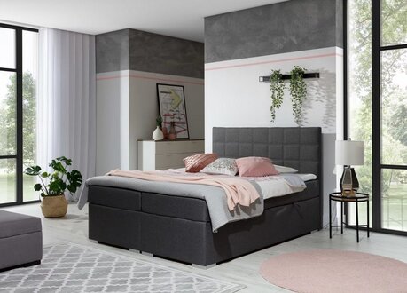 Modern bed frame upholstered bed hotel textile beds fabric 180x200cm On Stock