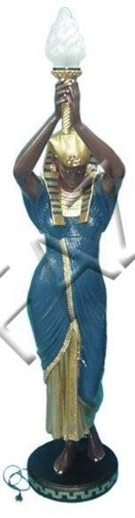 Antique egyptian woman with torch figure decorative lamp sculpture 180cm