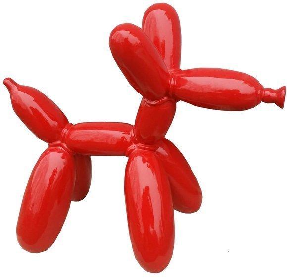 Abstract decorative garden sculpture designed as full red colored gloss balloon animal figure 57x62cm