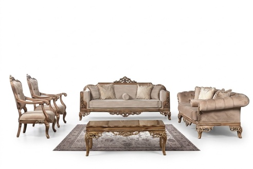 Baroque living room furniture set couch sofa upholstery set table 5 pcs.