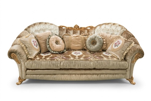 Baroque Rococo 3 Seater Couch Textile Sofa Couches Luxury Design Italian Furniture