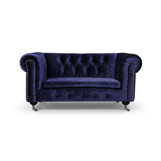 Baroque Rococo Style sofa couch - Chesterfield fabric 2-seater leather textile with Casters jvfurniture®
