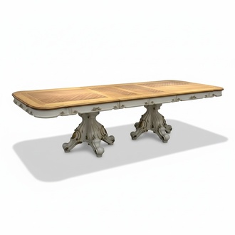 Baroque style made of real wooden dining room massive rectangular table